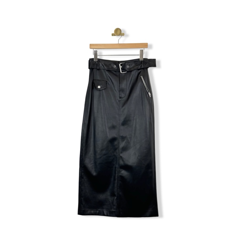 BLANKNYC Belted Faux Leather Maxi Skirt