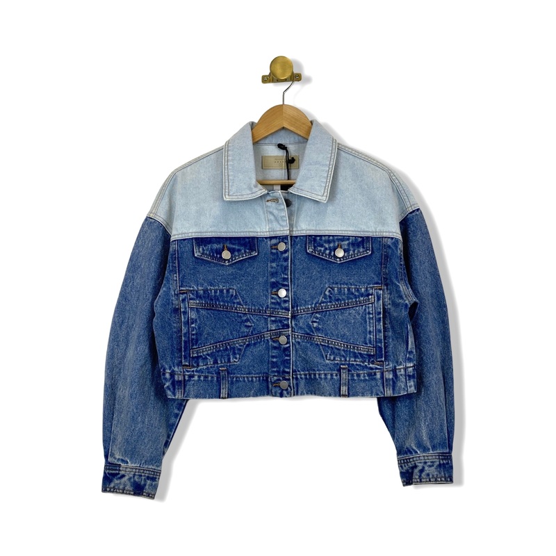 BLANKNYC Colorblock Cropped Denim Jacket