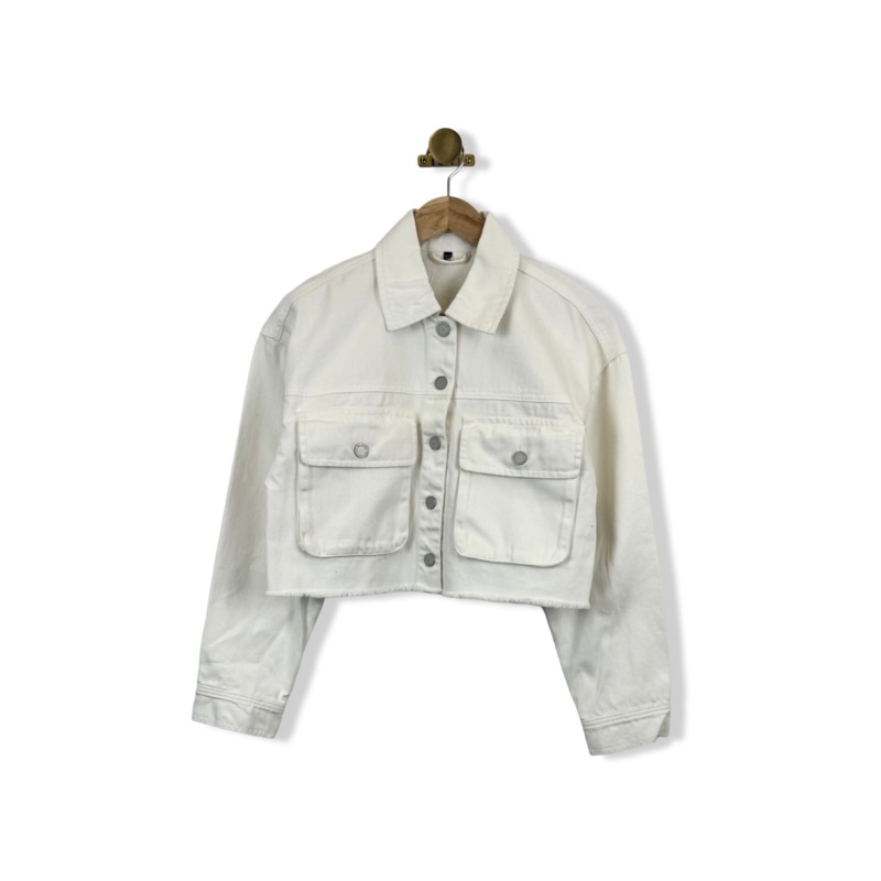 BLANKNYC Cropped Frayed Hem Denim Jacket