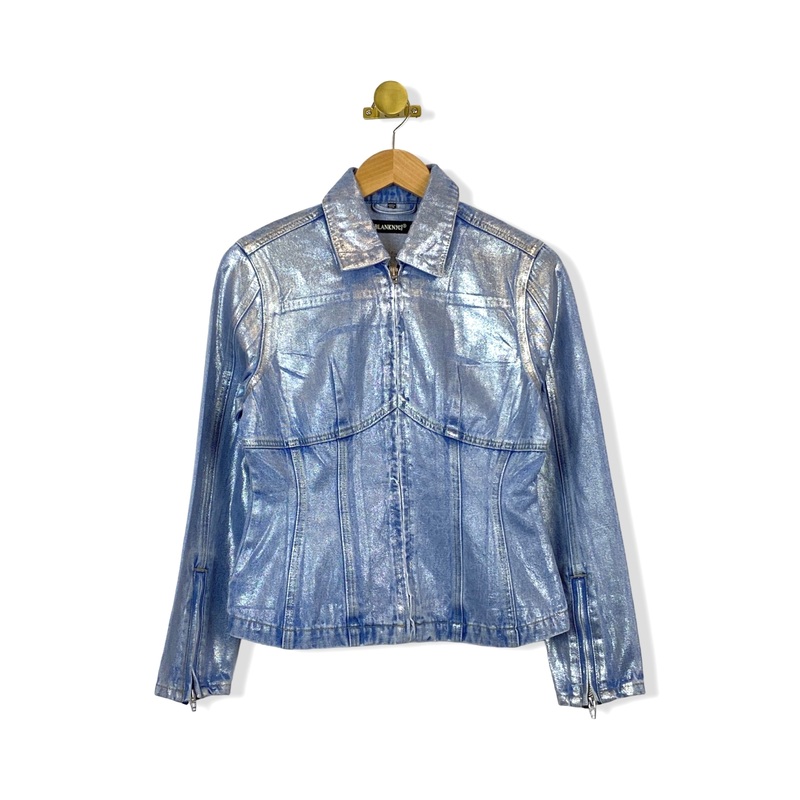 BLANKNYC Metallic Coated Denim Jacket