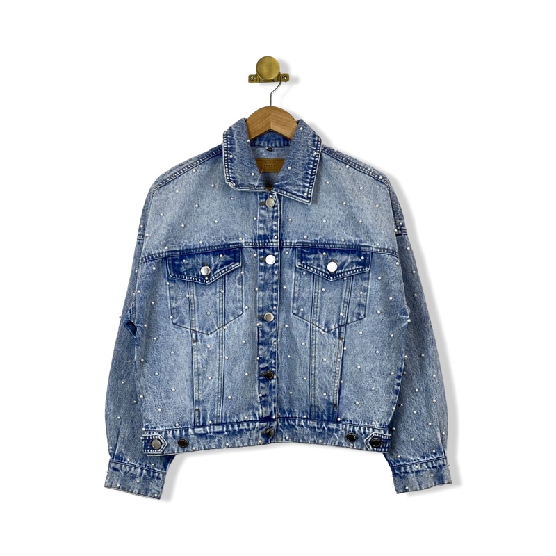 BLANKNYC Pearl Studded Denim Jacket