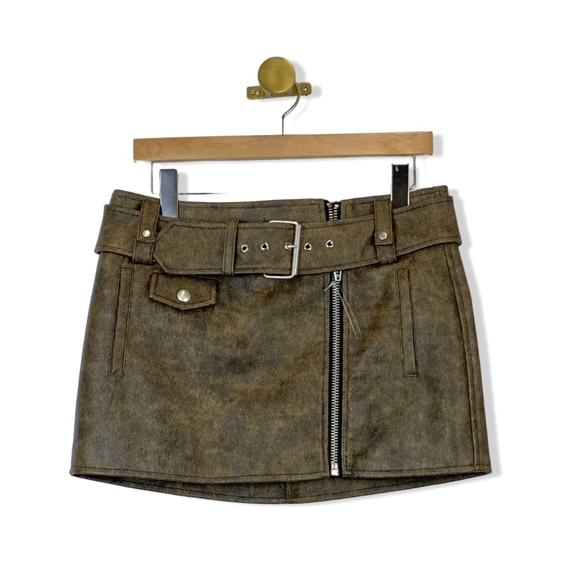BLANKNYC Statement Belt Faux Leather Mini Skirt