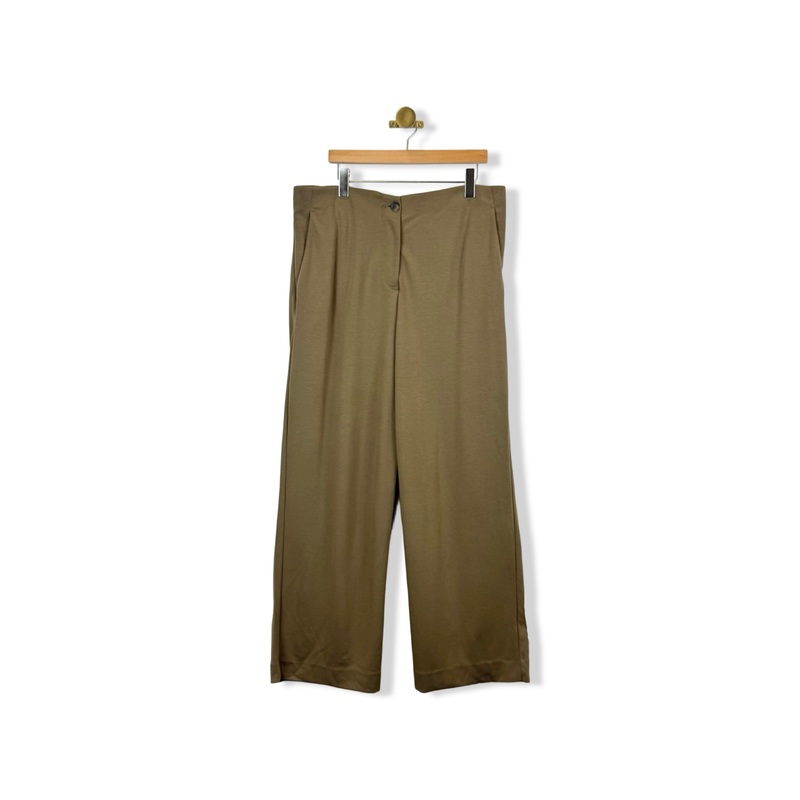 COS Dark Beige Relaxed Wide Leg Trousers