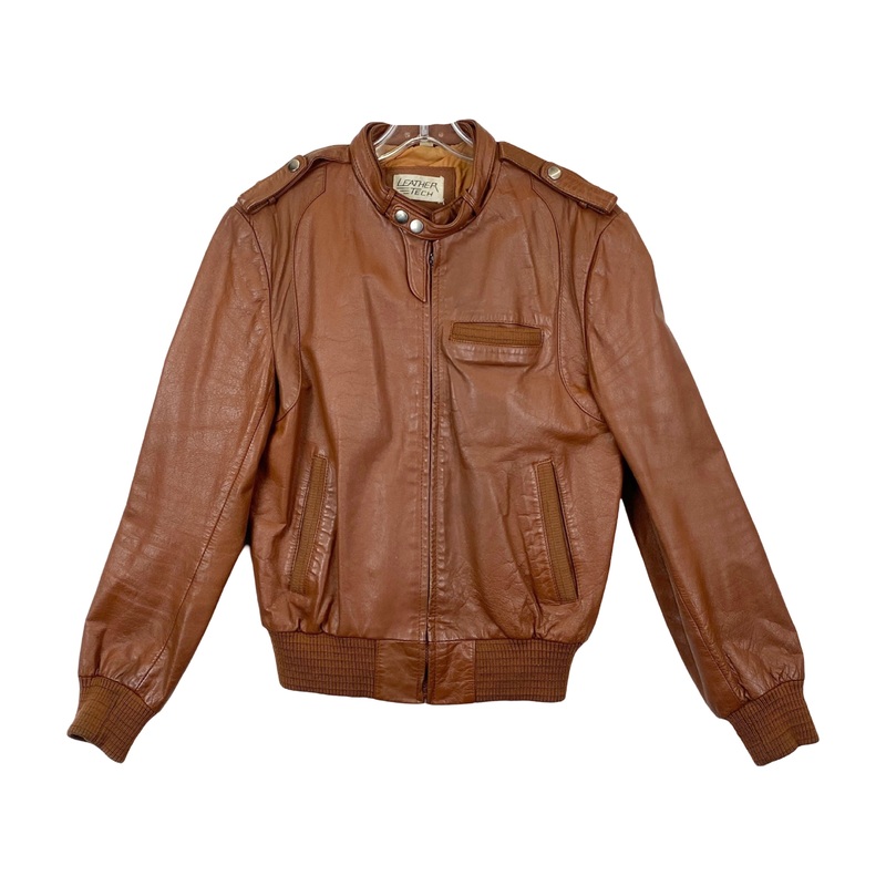 Vintage Leather Tech Leather Bomber Jacket