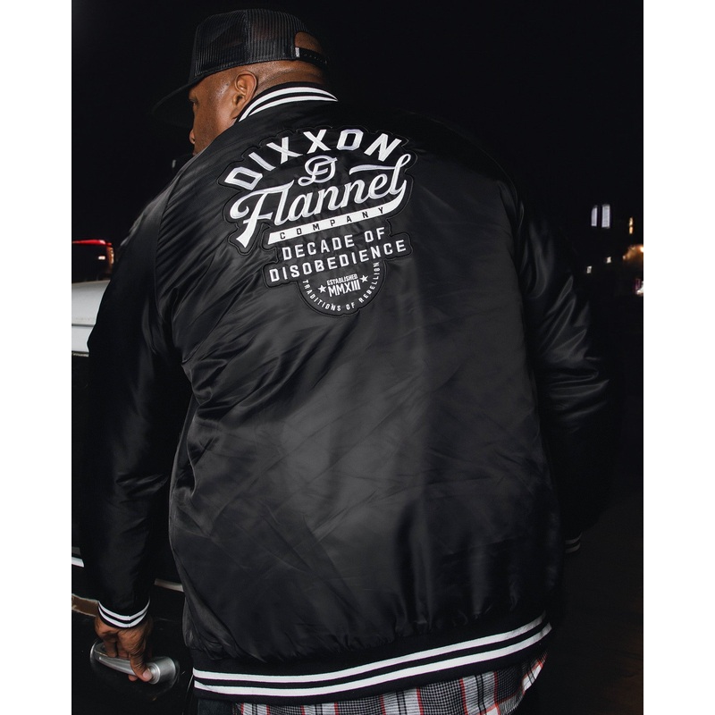 Black Pastime Nylon Varsity Jacket