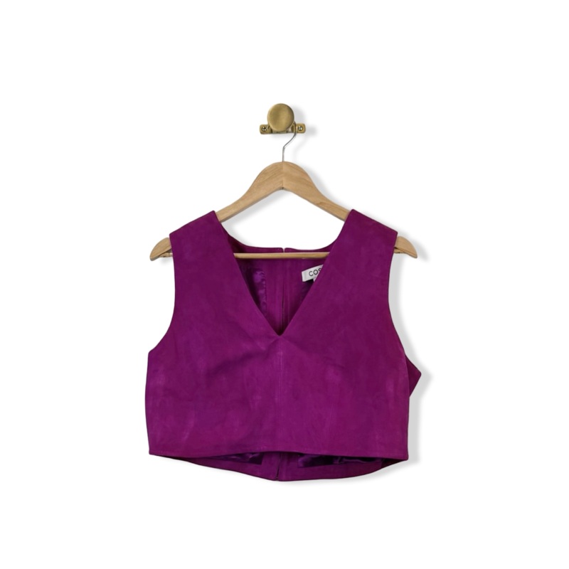 COS Cropped V-Neck Suede Top