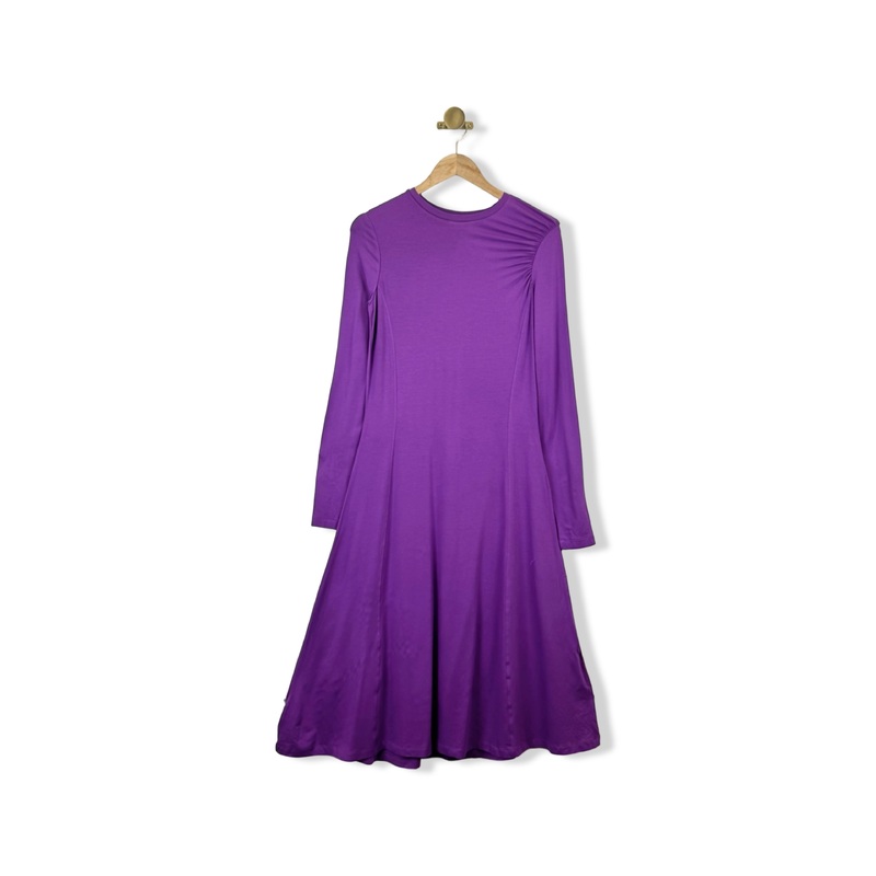 COS Long Sleeved Gathered Jersey Midi Dress