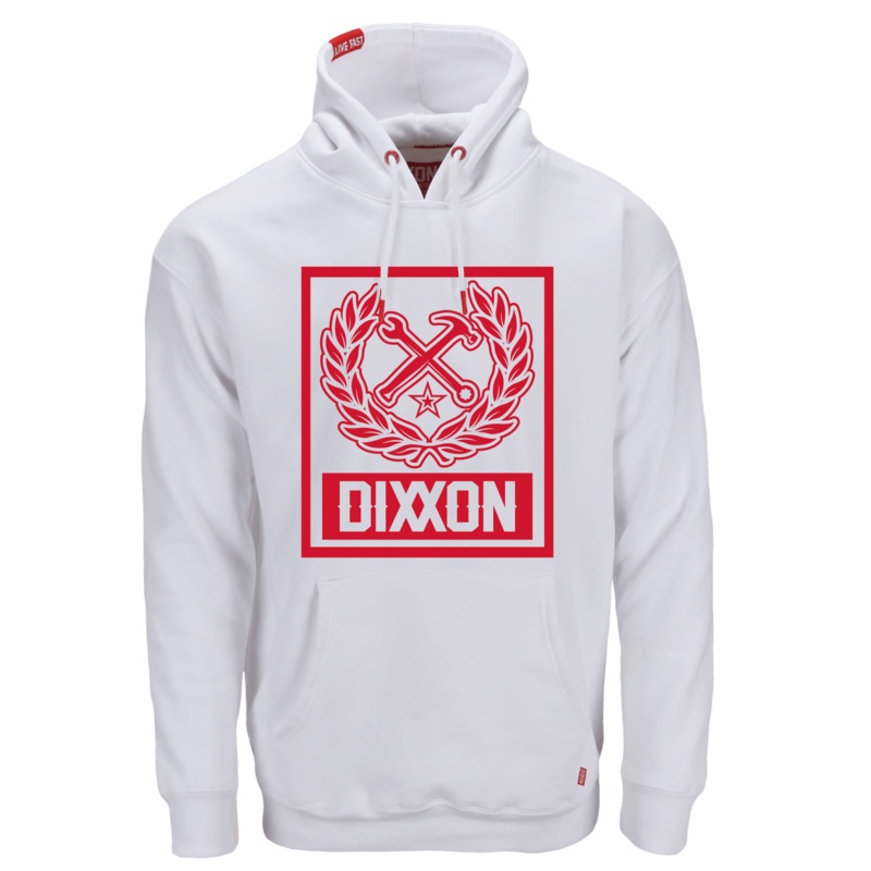 Red Box Crest Pullover Hoodie – White