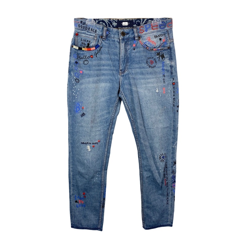 Scotch & Soda Amsterdam Blauw Embellished Boyfriend Jeans