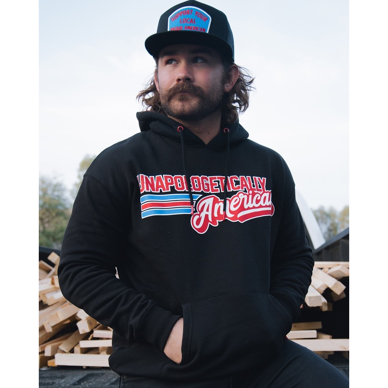 Unapologetically American Pullover Hoodie – Black