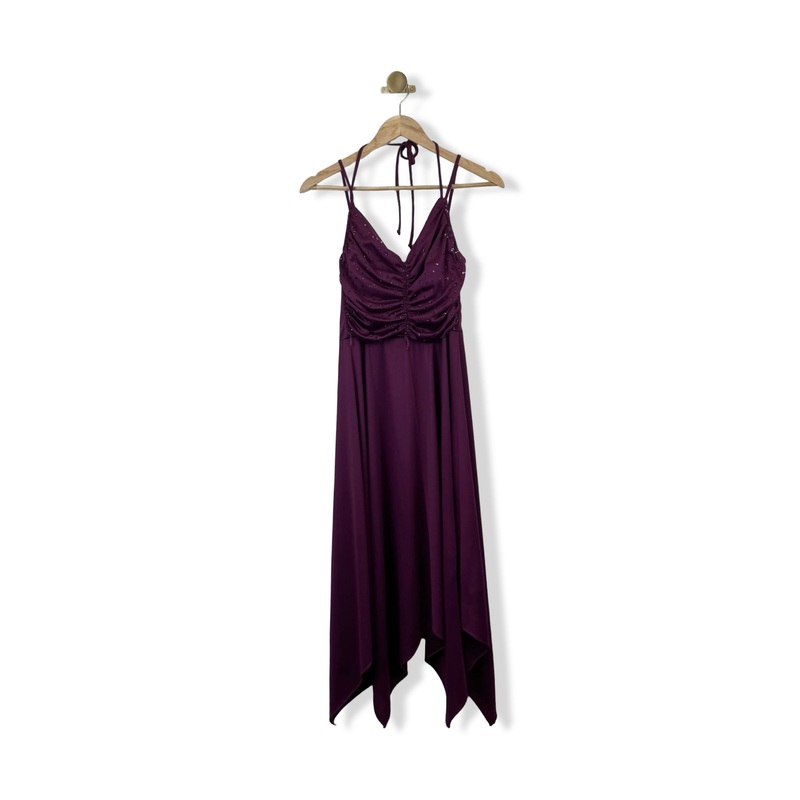 Vintage Embellished Ruched Halter Dress