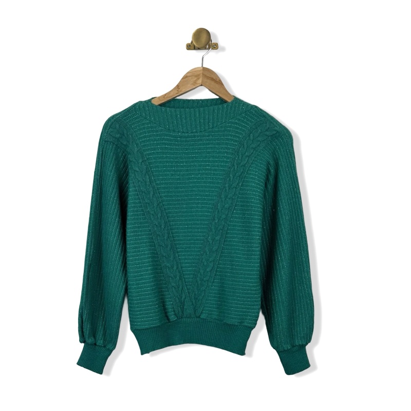 Vintage Metallic Thread Cable Knit Sweater