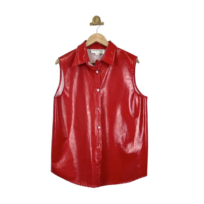Vintage Robert Krugman Vinyl Sleeveless Button Down