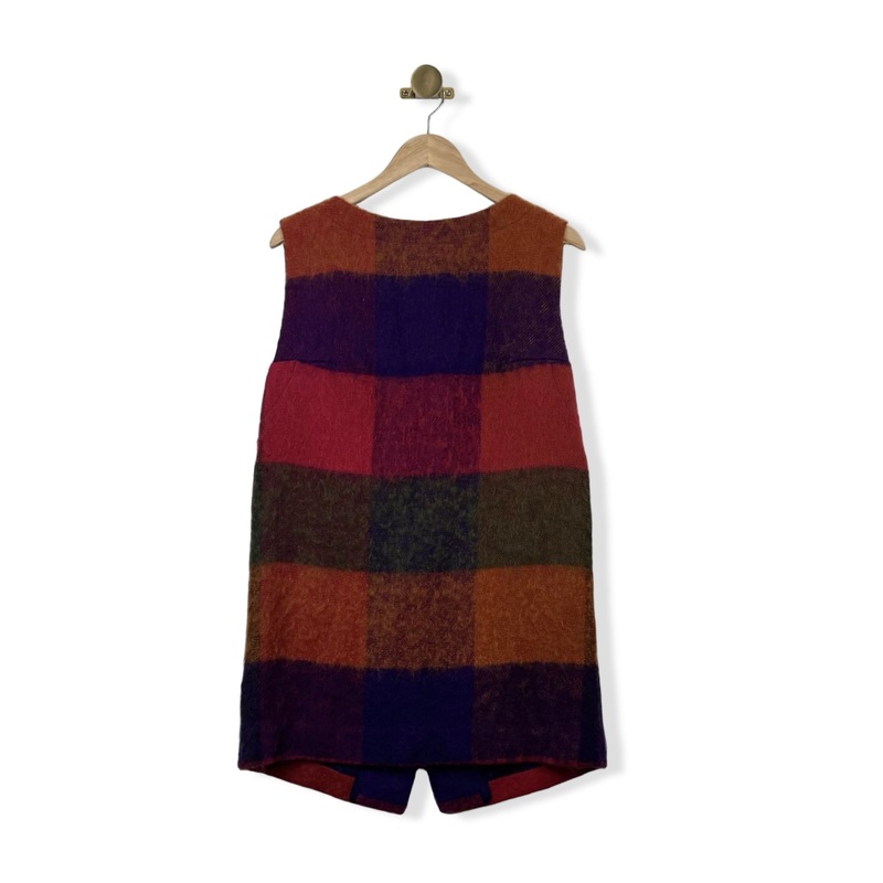 Vintage Saks Fifth Avenue Plaid Button Down Mini Dress