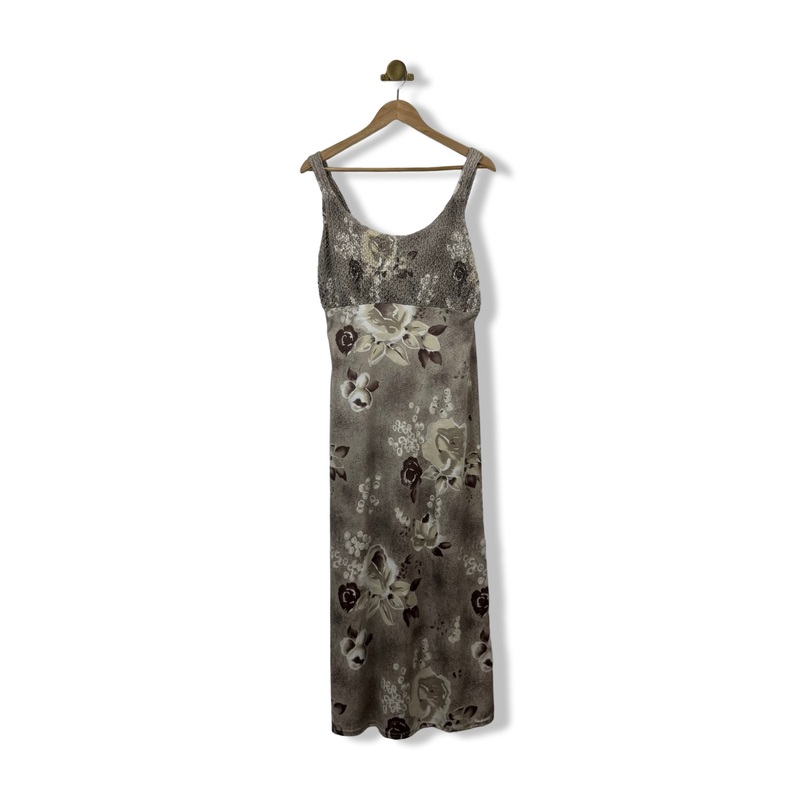Vintage Up Front Textured Floral Maxi Dress
