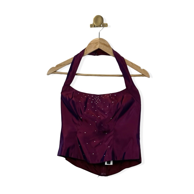 Vintage Zum Zum Iridescent Embellished Halter Top