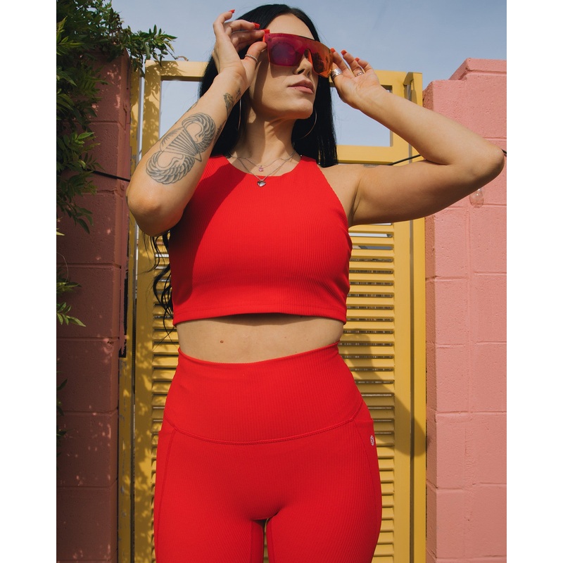 Women’s Ribbed Crop Top – Red