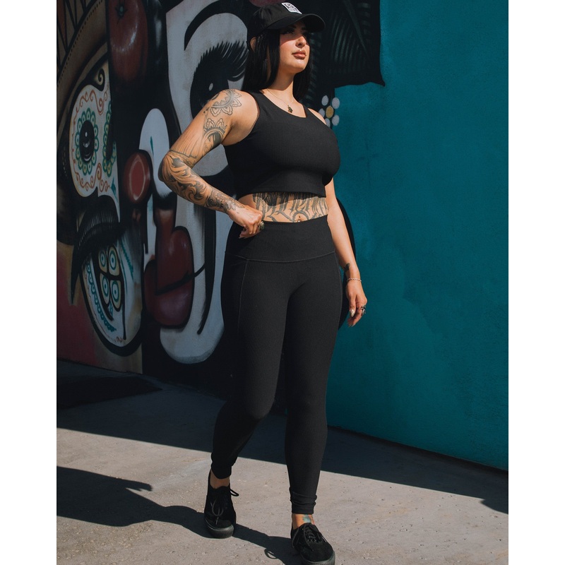 Women’s Ribbed Leggings – Black