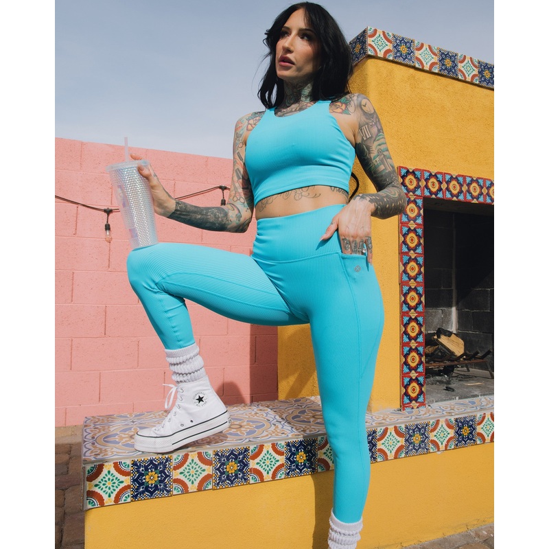 Women’s Ribbed Leggings – Blue