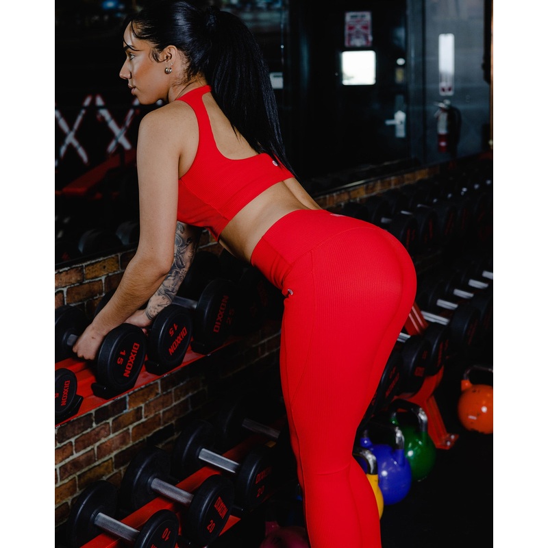 Women’s Ribbed Leggings – Red