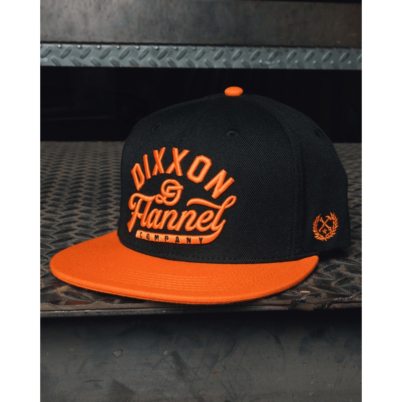 Orange Pastime Flat Bill Snapback – Black