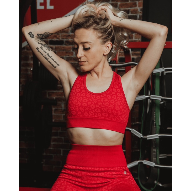 Women’s Seamless Sports Bra – Red Leopard