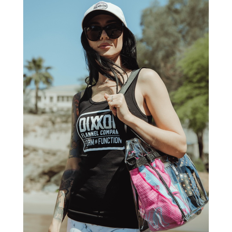 Women’s White Classic Logo Fitted Tank – Black