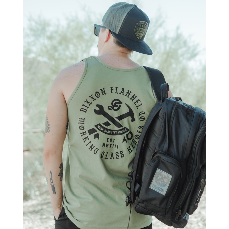 Black Working Class Badge Tank – O.D. Green