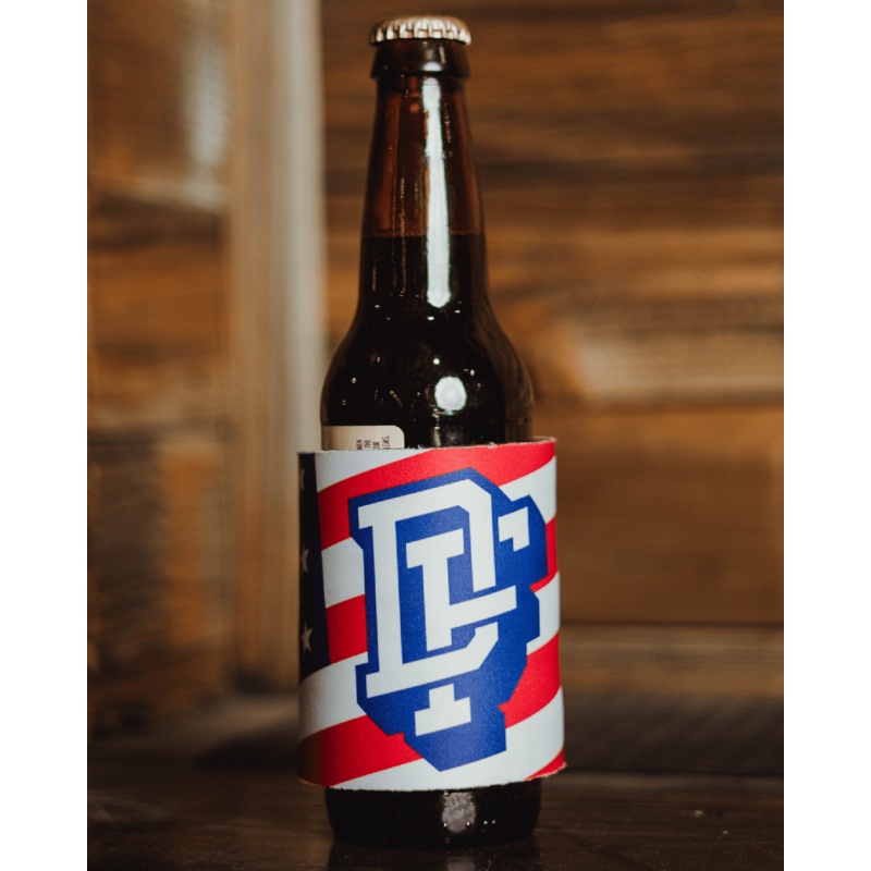 Monogram Snap Koozie Can Cooler – Red, White, & Blue