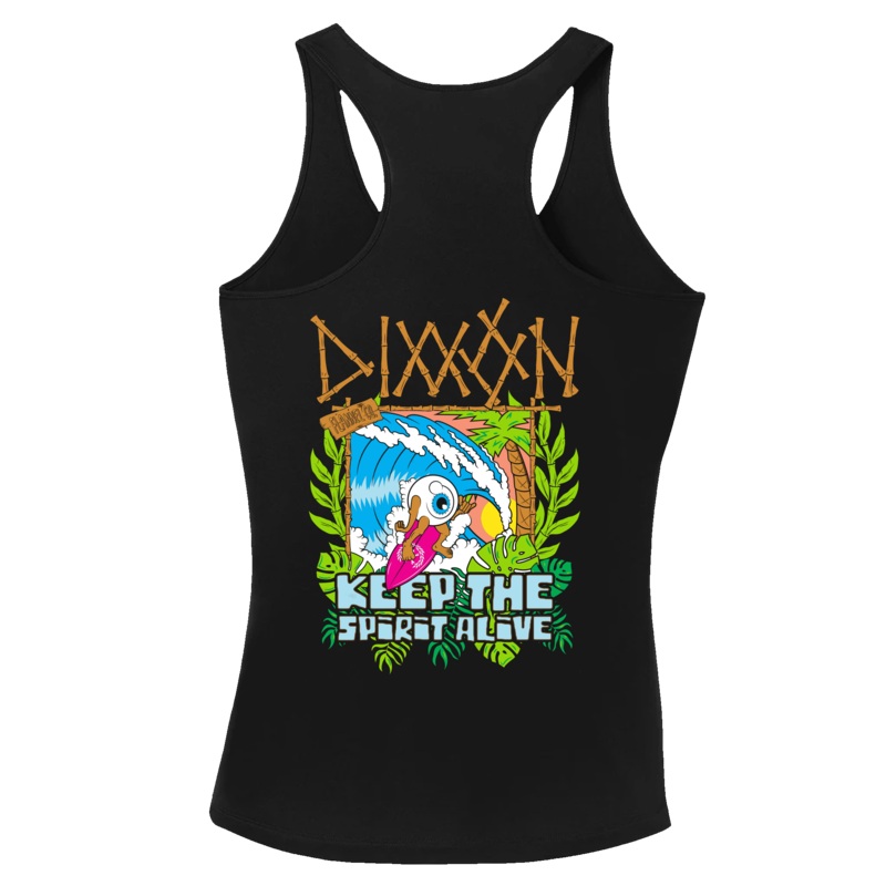 Women’s Keepin’ the Surf Spirit Alive Eye Fitted Tank – Black