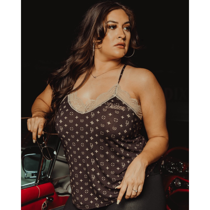 Women’s Lace Cami Halter – Bougie – Black & Gold