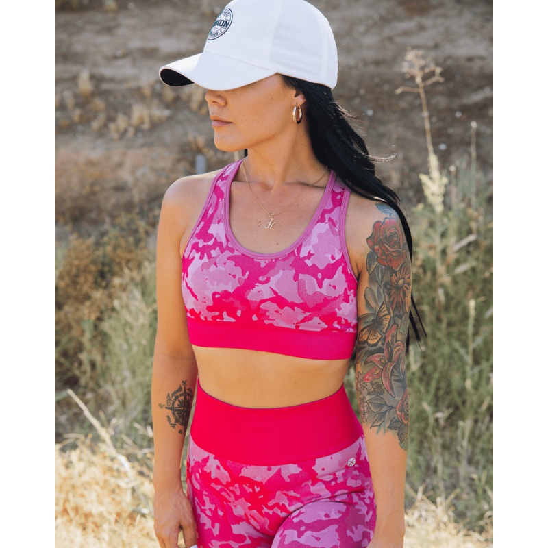 Women’s Seamless Sports Bra – Pink Camo