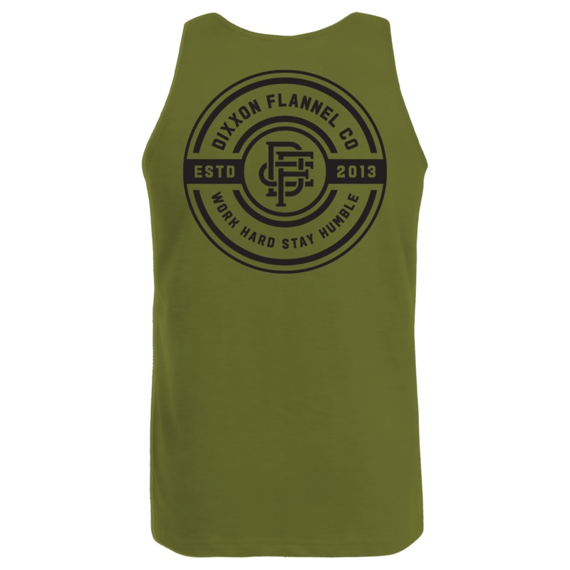 Black Work Hard Badge Tank – O.D. Green