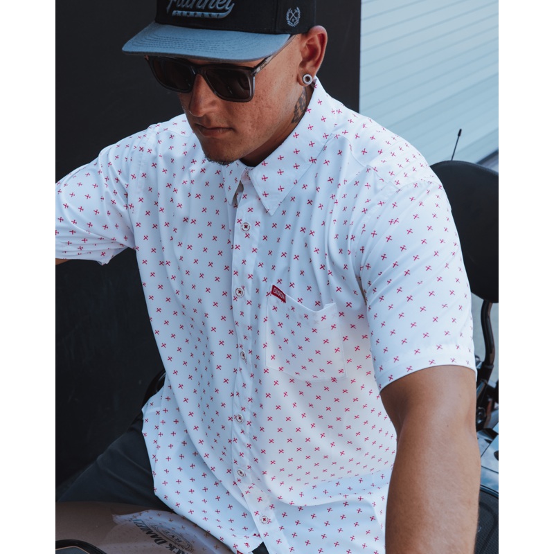 Red Finney Party Shirt – White
