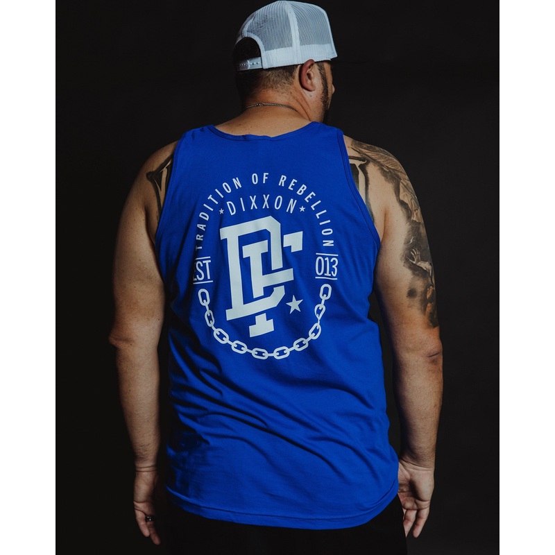 White Disobedience Tank – Blue