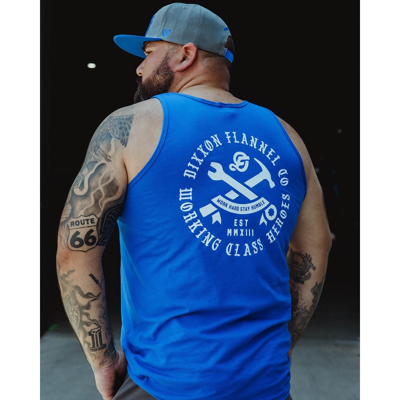 White Working Class Badge Tank – Blue