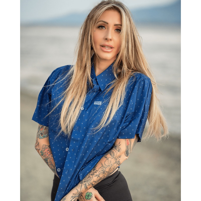 Women’s Avery Party Shirt – Blue & Gray