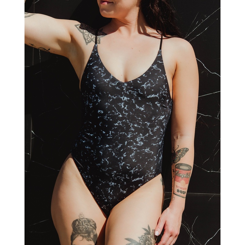 Women’s Cindi One Piece Swimsuit – Black Marble