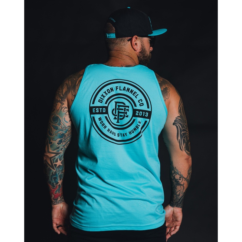 Black Work Hard Badge Tank – Tiffany