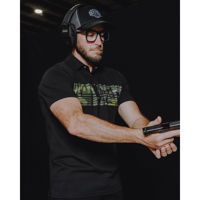 Camo Stripe Premium Polo – Black