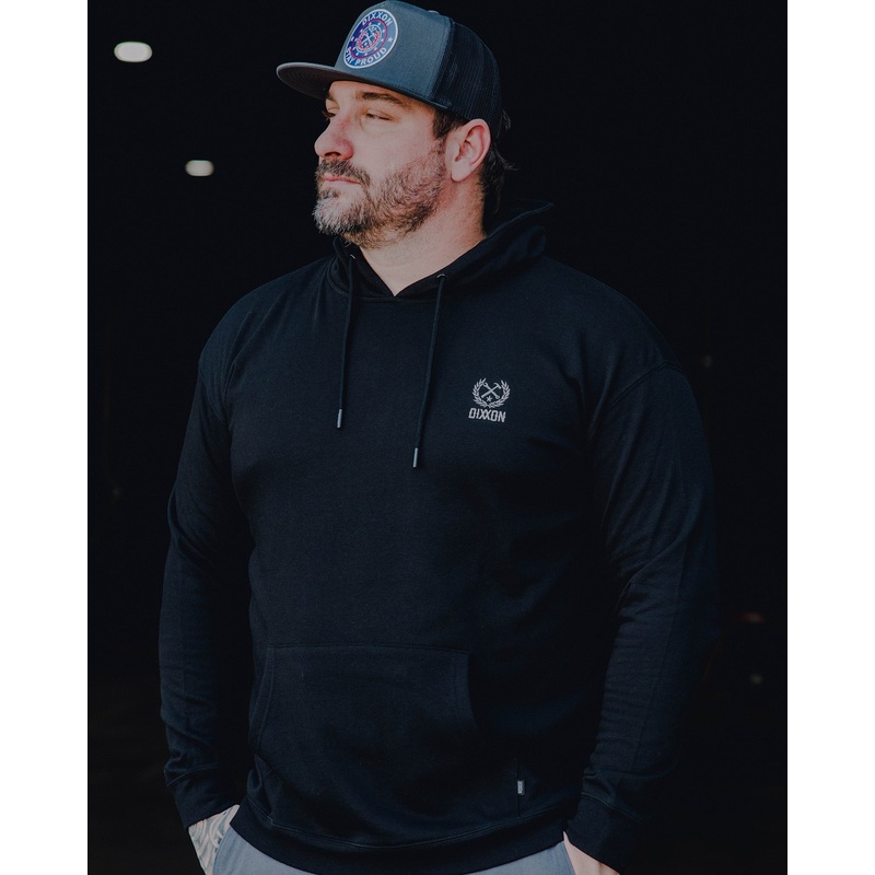 Gray Crest Lightweight Pullover Hoodie – Black