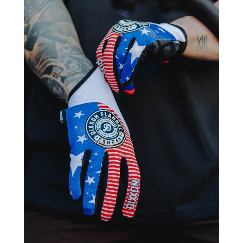 Traditions of Rebellion Moto Gloves – Red, White, & Blue