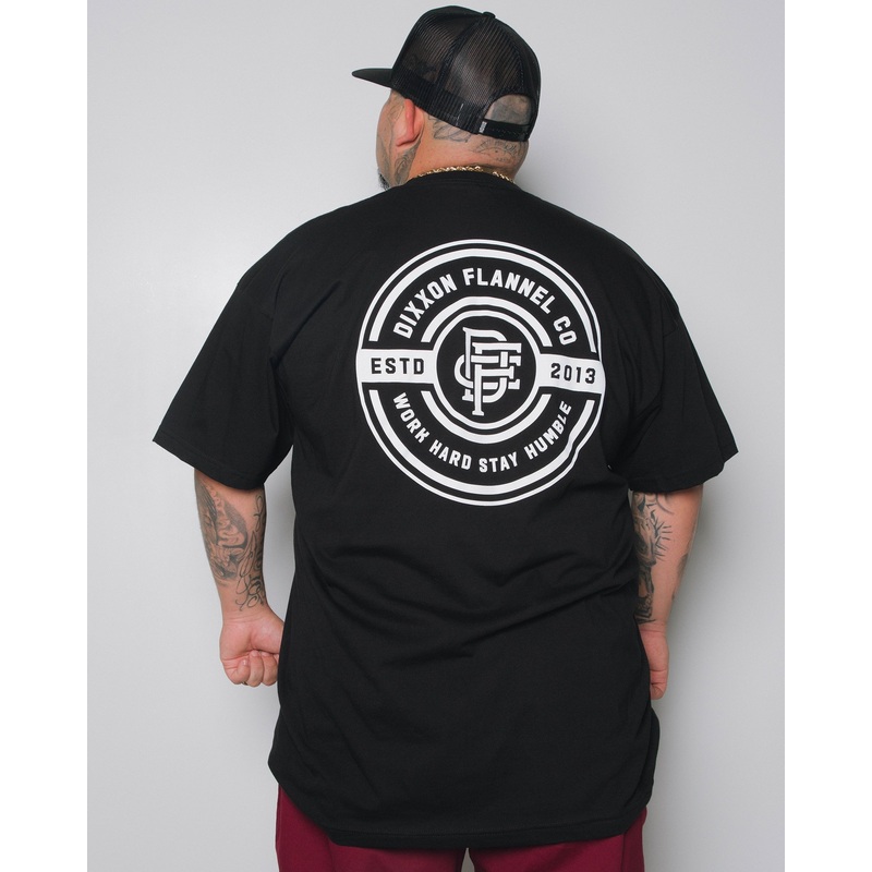 White Work Hard Badge T-Shirt – Black