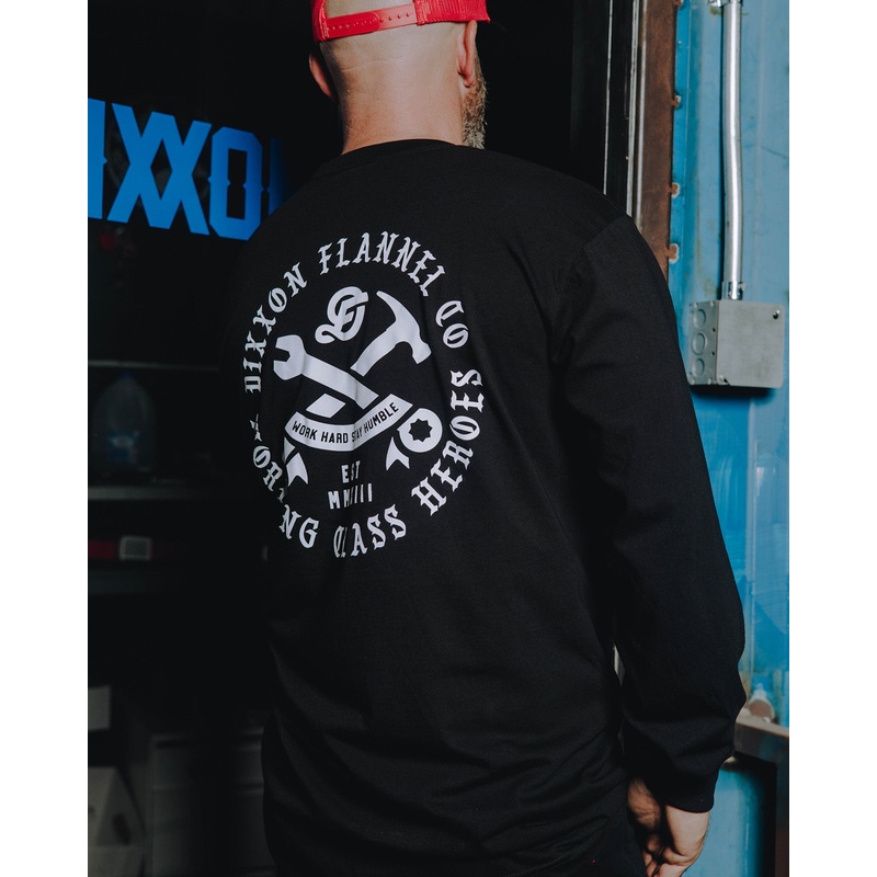 White Working Class Badge Long Sleeve T-Shirt – Black