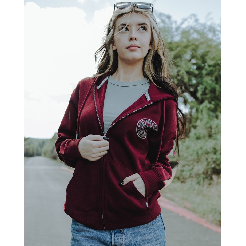Women’s Gray & Black Corpo Zip Up – Maroon
