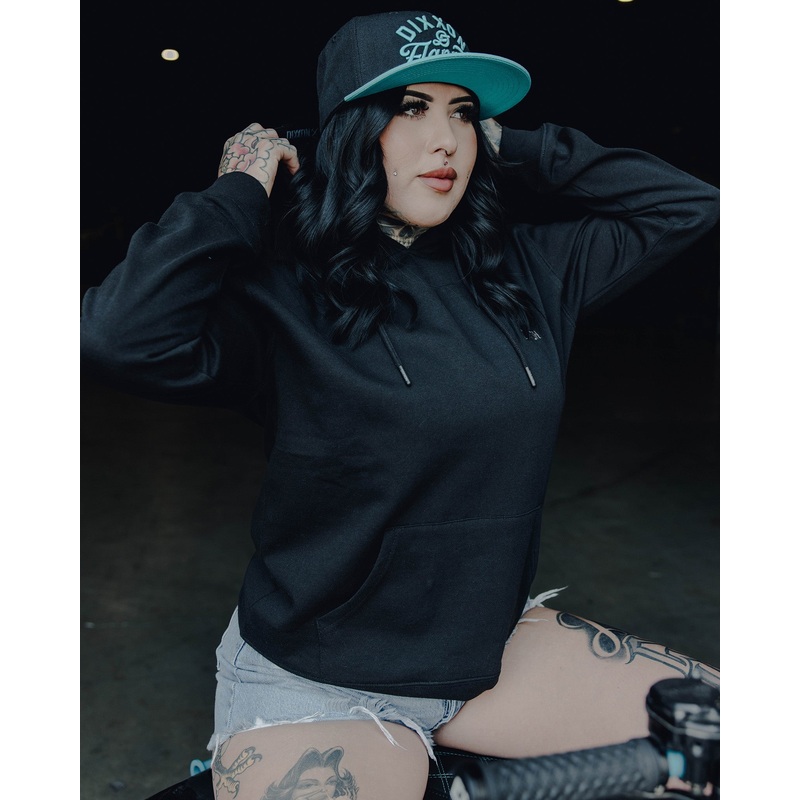 Women’s Gray Crest Lightweight Pullover Hoodie – Black