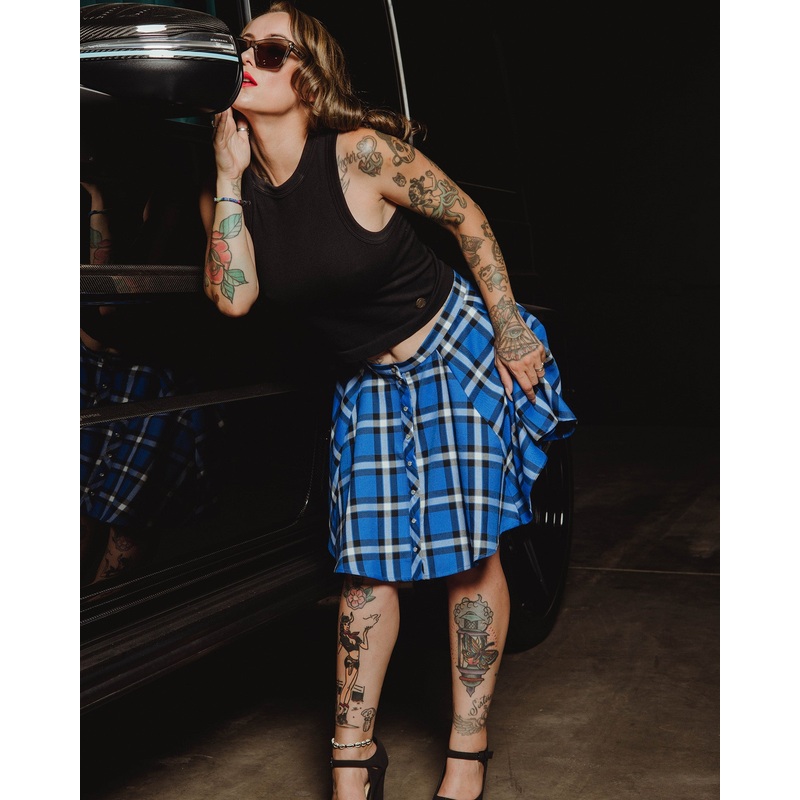 Women’s Lapis Flannel Circle Skirt