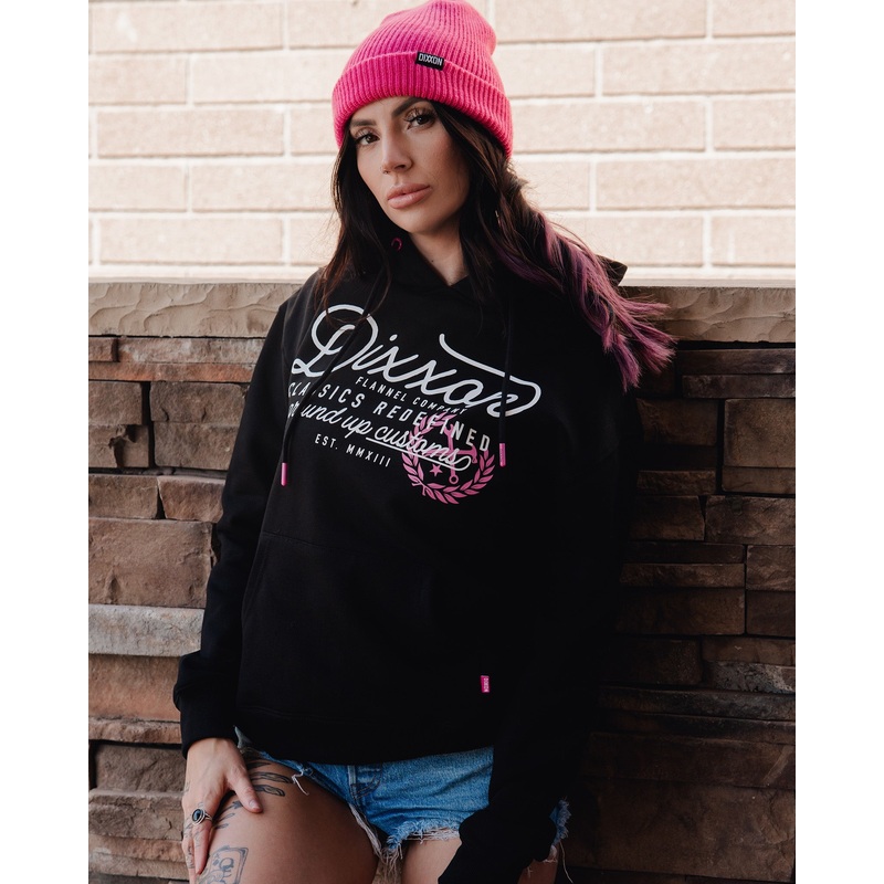 Women’s Pink Ground Up Customs Hoodie Pullover – Black
