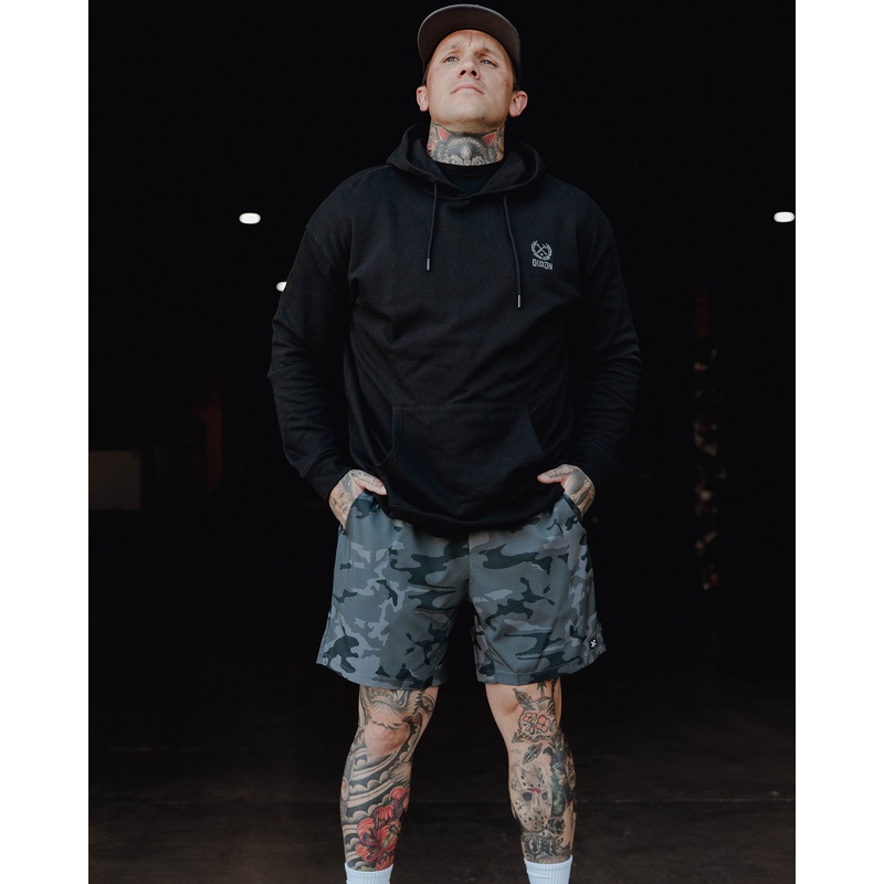 7″ Gym Shorts – Black Camo