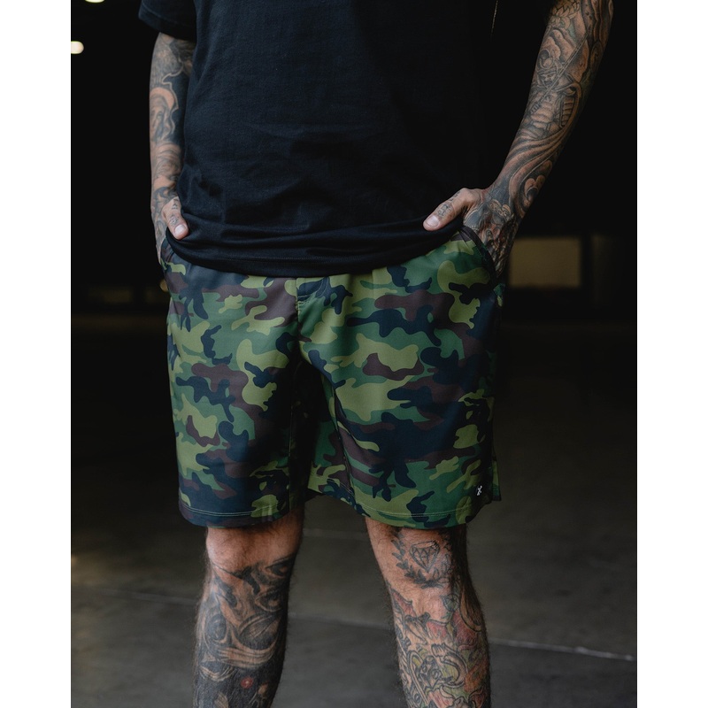 9″ Gym Shorts – Green Camo